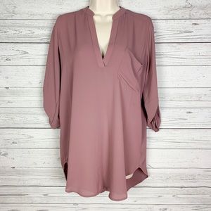 LUSH Roll Tab Sleeve Blouse Tunic
